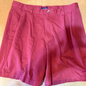 IZOD Sz 38 Men’s Pleated Chino Shorts Burgundy Maroon Golf Casual Button Pockets